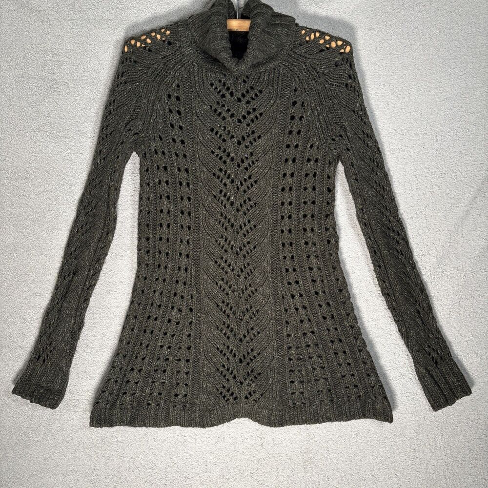 Sleeping On Snow Anthropologie Women’s Size S Turtleneck Sweater Open Cable Knit